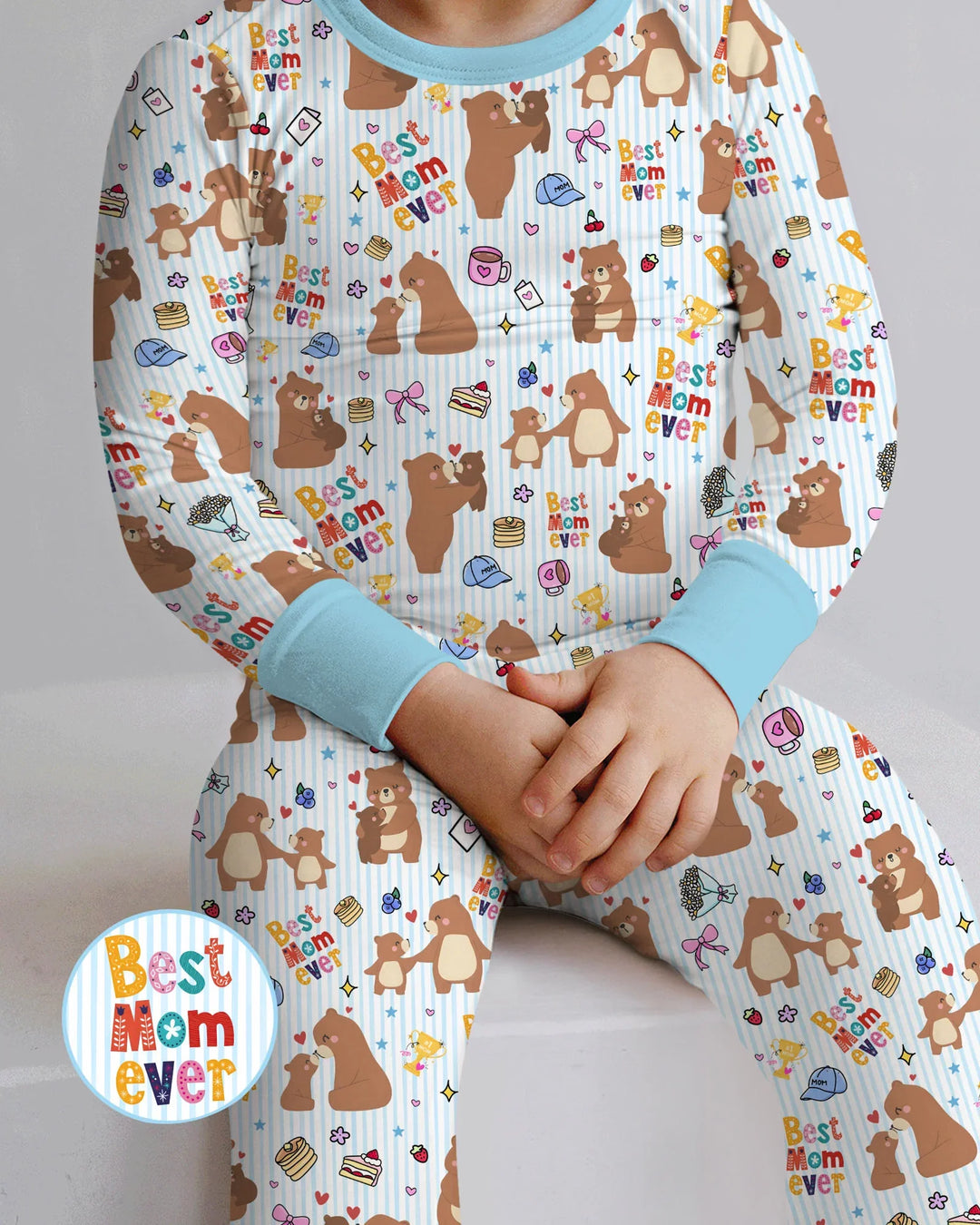 Best Mama Bear Ever Family Matching Bamboo Two Piece Long Sleeve Pajama Set