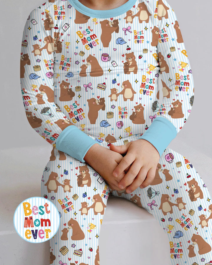 Best Mama Bear Ever Family Matching Bamboo Two Piece Long Sleeve Pajama Set