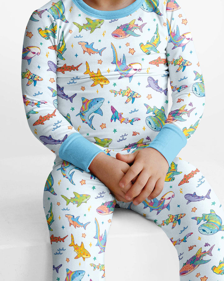 Tropical Sharks Bamboo Two Piece Long Sleeve Pajama Set