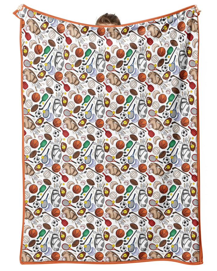 White Sports Equipment Bamboo Blanket
