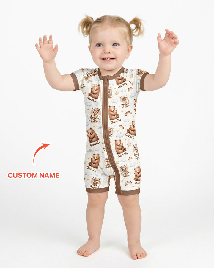 Custom Name Blessed By God Spoiled By Grandma Bamboo Shorty Zippy
