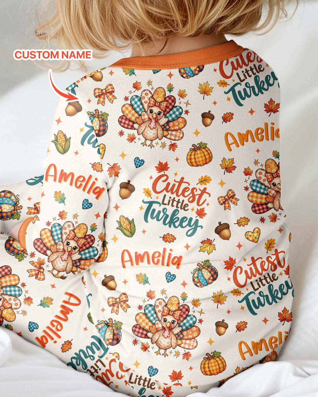 Custom Name Cutest Little Turkey Bamboo Convertible Zippy