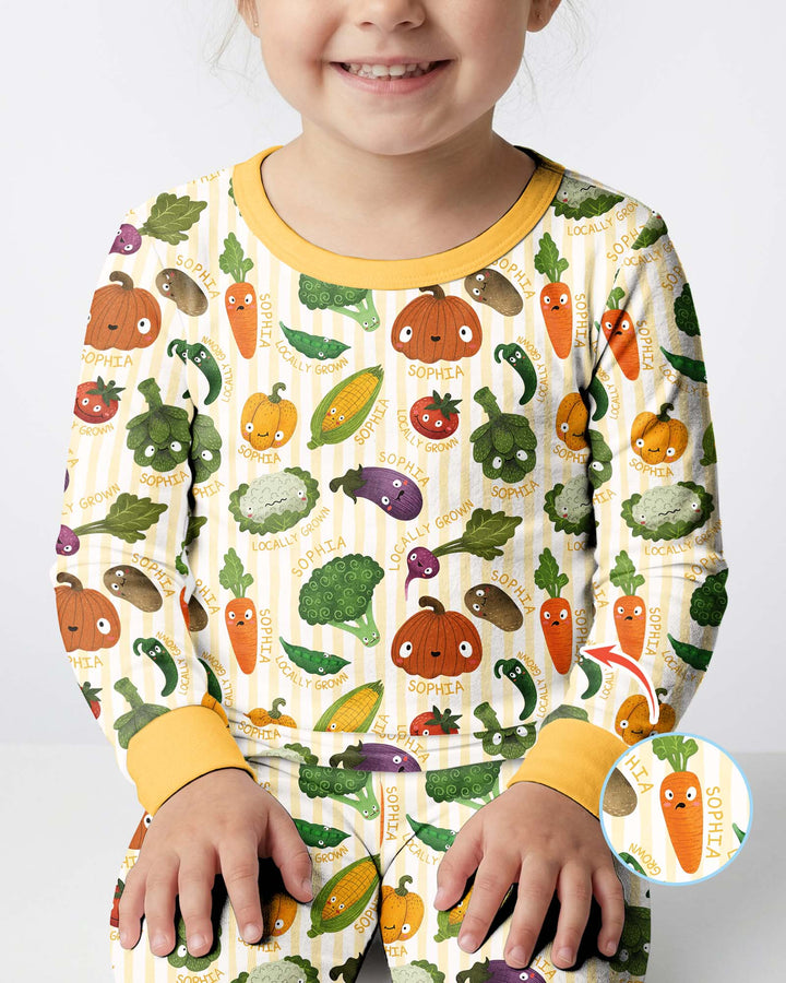 Locally Grown Baby Custom Name Bamboo Two Piece Long Sleeve Pajama Set