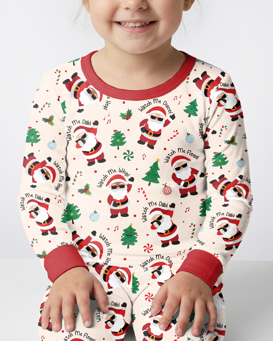 Santa's Christmas Dance Party Bamboo Two Piece Long Sleeve Pajama Set