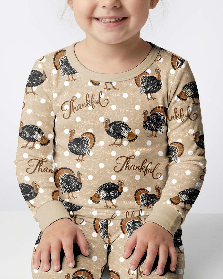 Turkey Thankful Bamboo Two Piece Long Sleeve Pajama Set