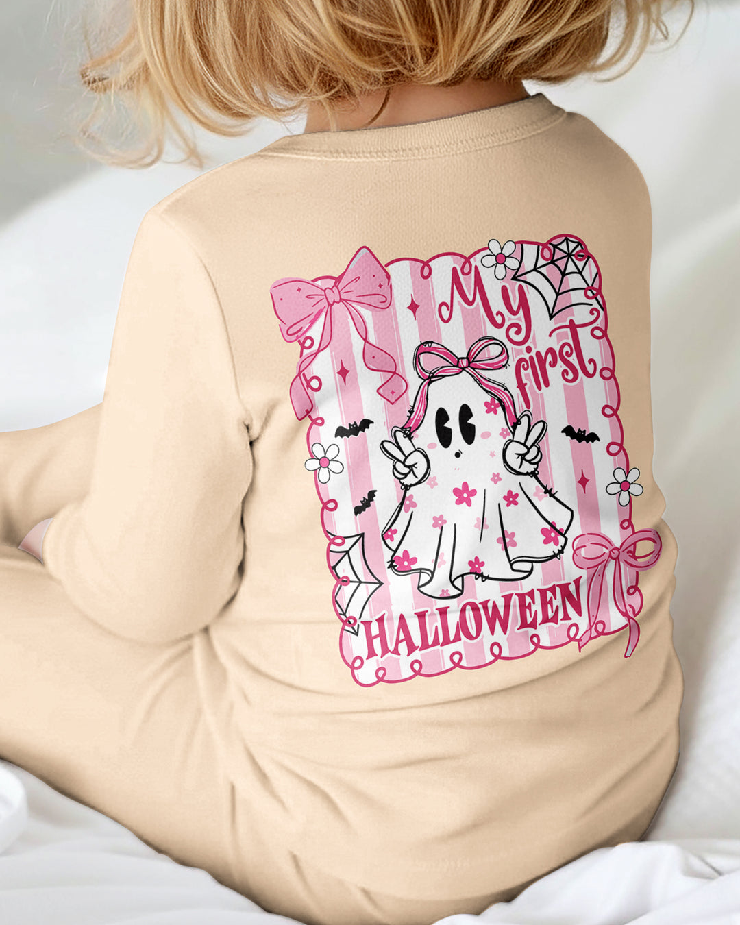 Personalized My First Halloween Pink Coquette Ghost Girl Bamboo Convertible Zippy