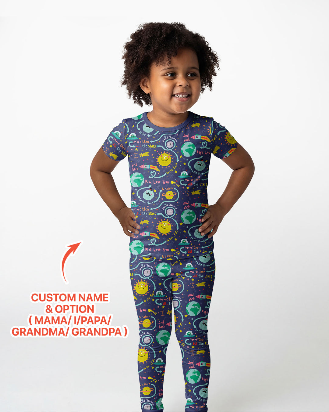 Love to the Moon and Back  Bamboo Two Piece Short Sleeve Pajama Set
