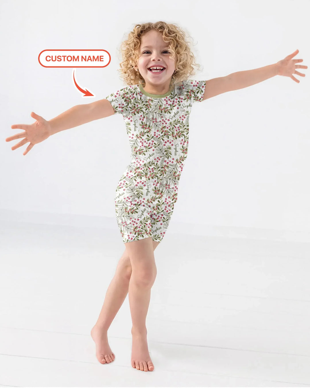 Custom Name Birth Month Flowers Bamboo Two Piece Short Sleeve Shorts Pajama Set