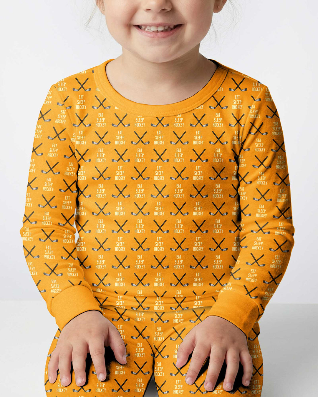 Eat Sleep Hockey Bamboo Two Piece Long Sleeve Pajama Set