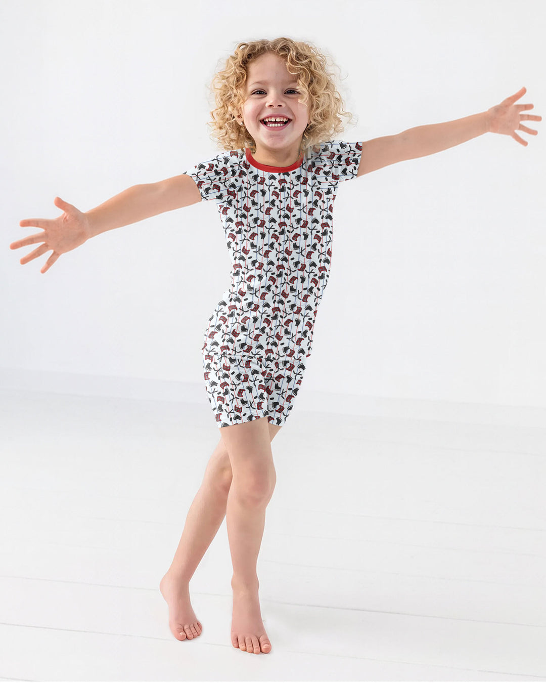 Hockey Rink Bamboo Two Piece Short Sleeve Shorts Pajama Set