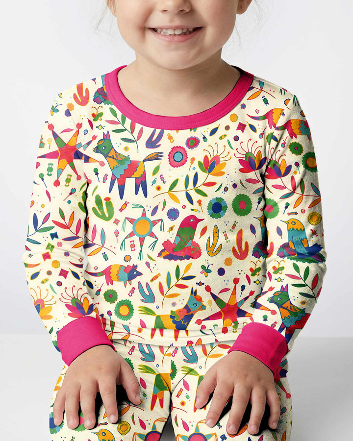 Zweiteiliges Langarm-Pyjama-Set mit Sommerfrüchten