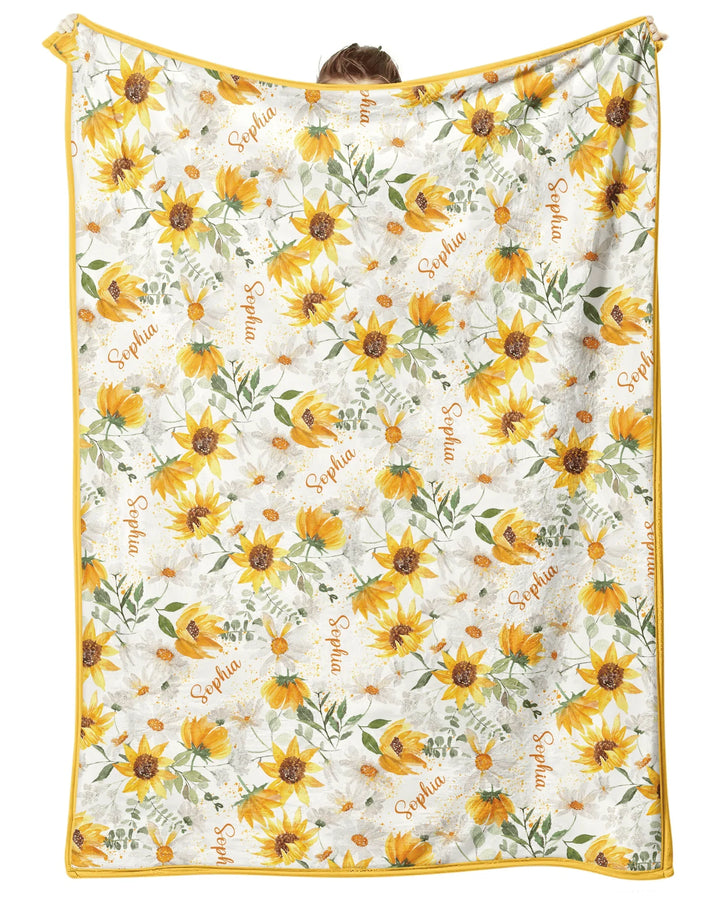 Custom Name Birth Month Flowers Bamboo Blanket
