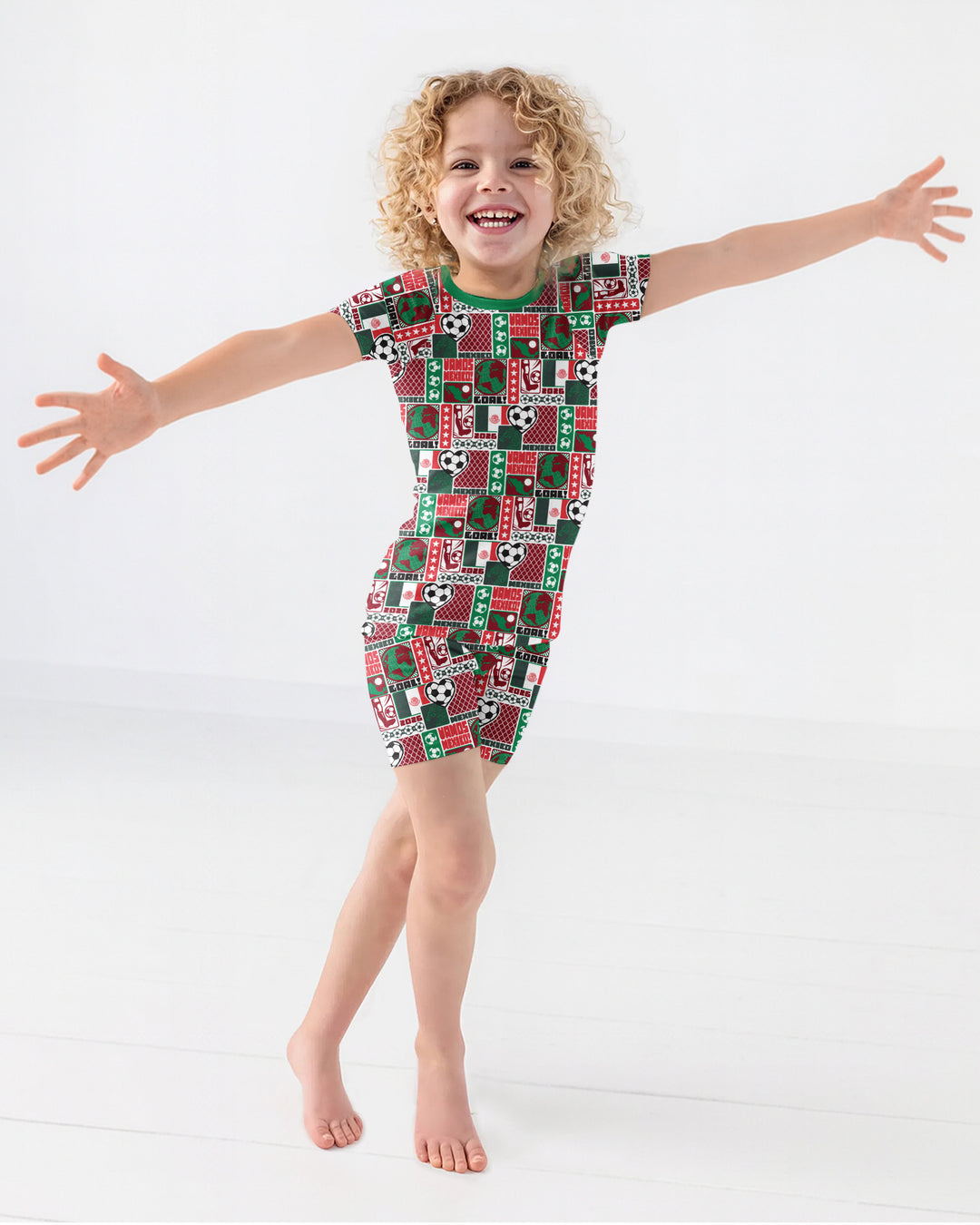 World Soccer Vamos Mexico Bamboo Two Piece Short Sleeve Shorts Pajama Set