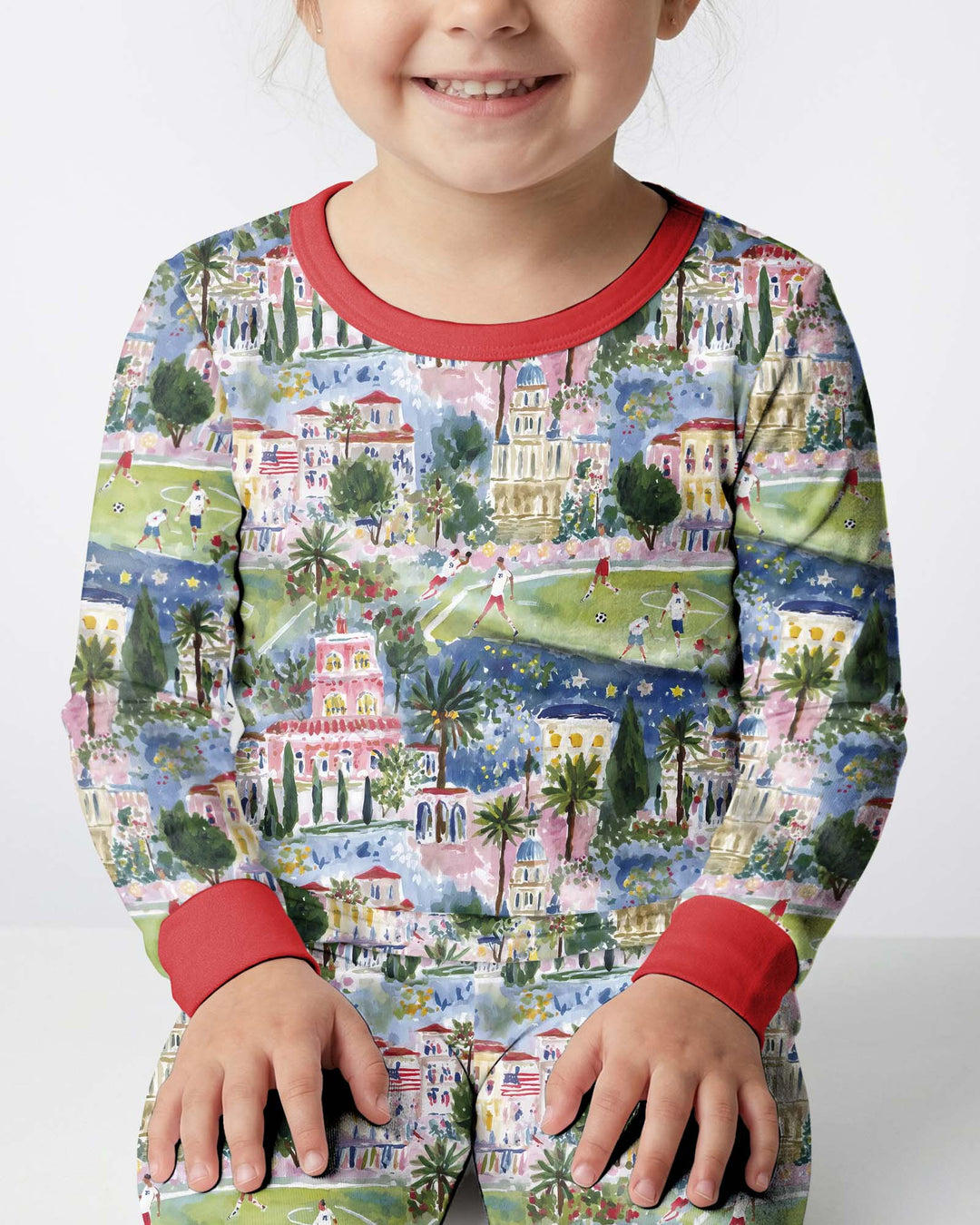 Zweiteiliges Langarm-Pyjama-Set mit Sommerfrüchten
