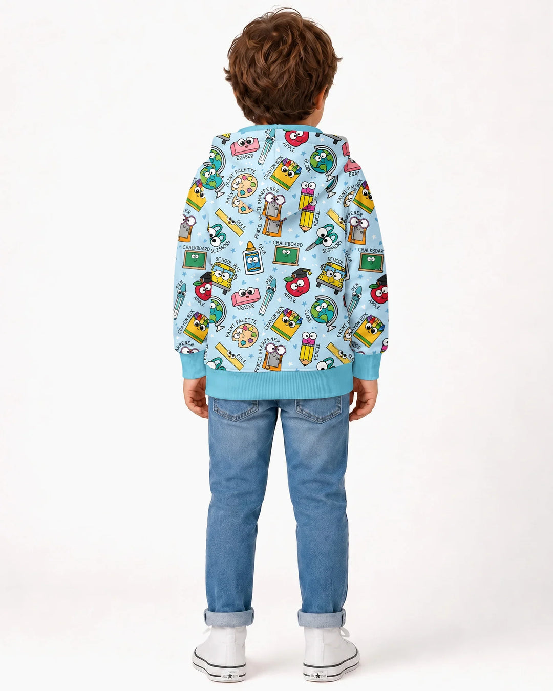 Kapuzenpullover aus Bambus mit hebräischem Alphabet und Reißverschluss