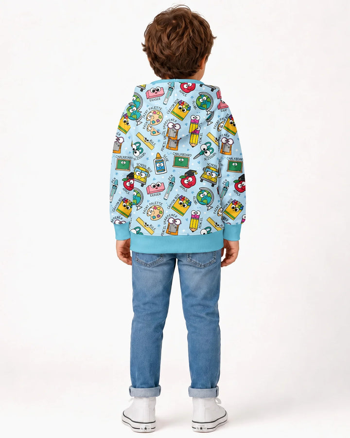 Kapuzenpullover aus Bambus mit hebräischem Alphabet und Reißverschluss