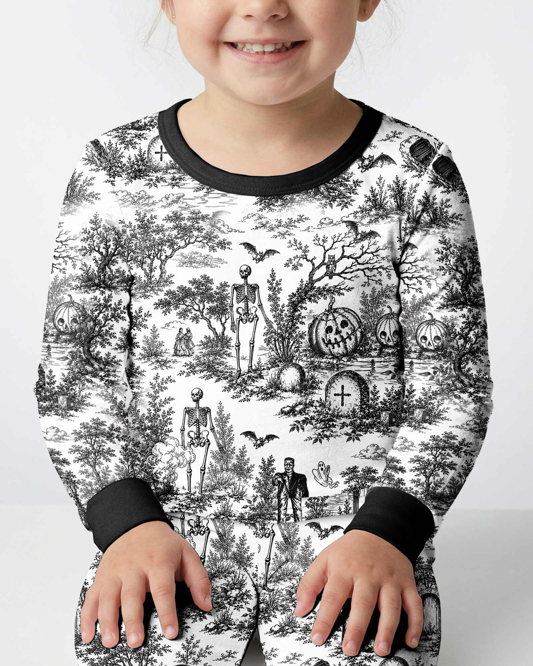 Spooky Halloween Toile Bamboo Two Piece Long Sleeve Pajama Set