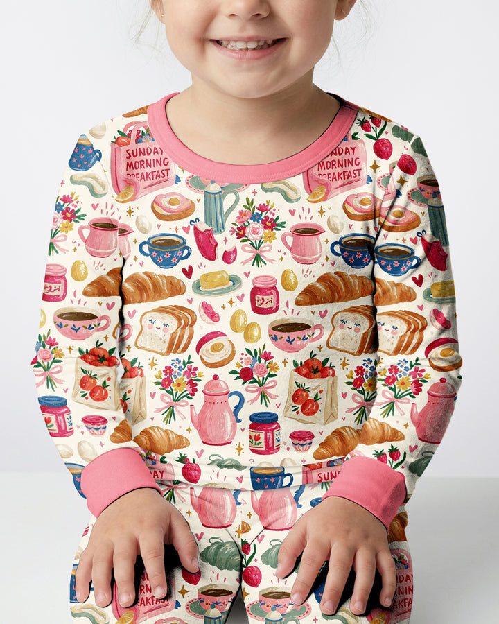 Sunday Morning Breakfast Bamboo Two Piece Long Sleeve Pajama Set