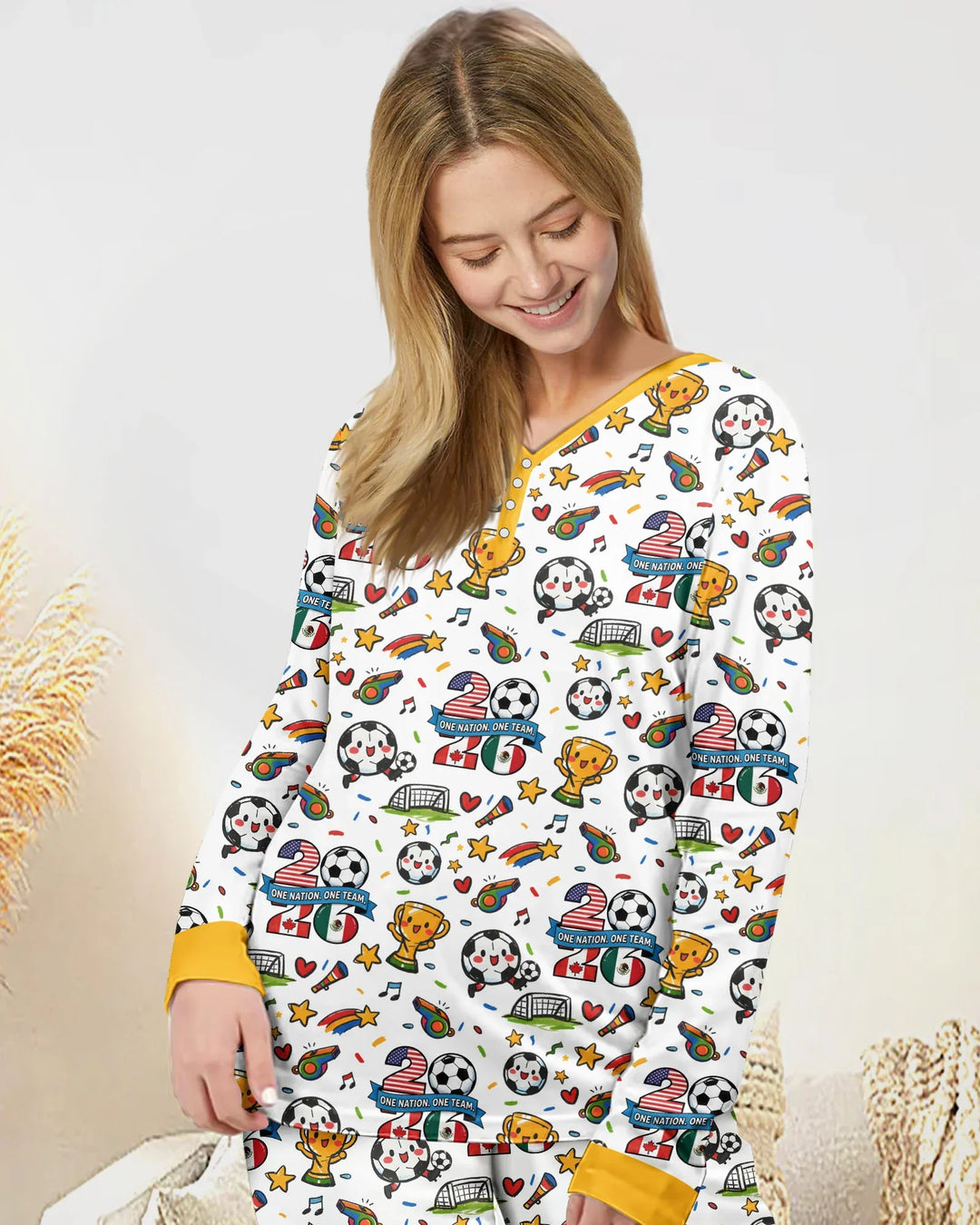 Soccer Fever 2026 Family Matching Bamboo Women Pajama Set