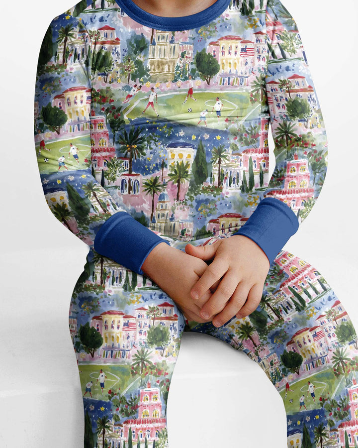 Zweiteiliges Langarm-Pyjama-Set mit Sommerfrüchten
