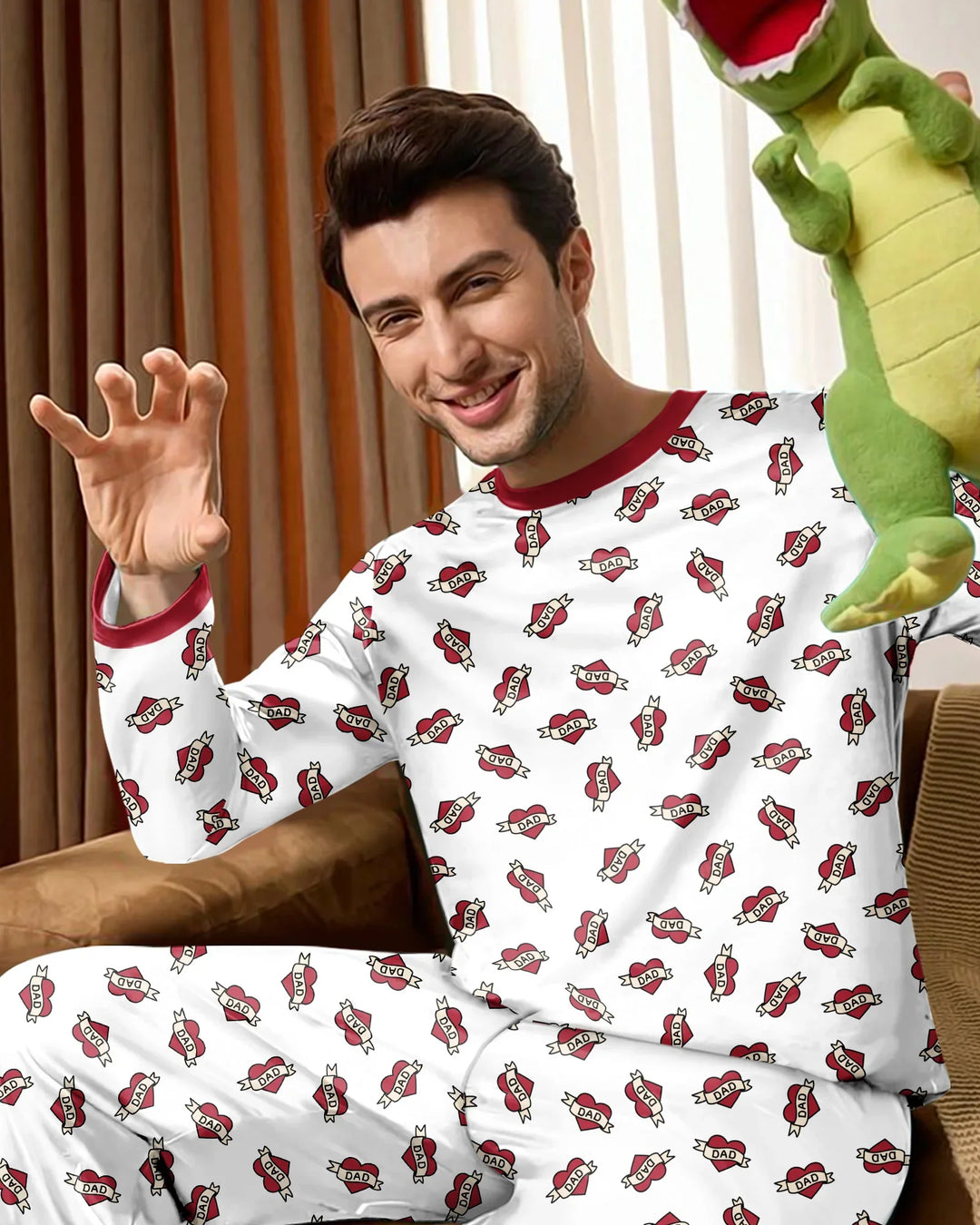 Old School Dad Hearts Daddy & Me Matching Bamboo Men's Pajama Set