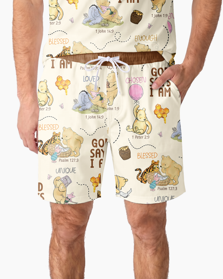 God Says I Am – Little Blessings Bamboo Men Short Sleeve Short Pajama Set