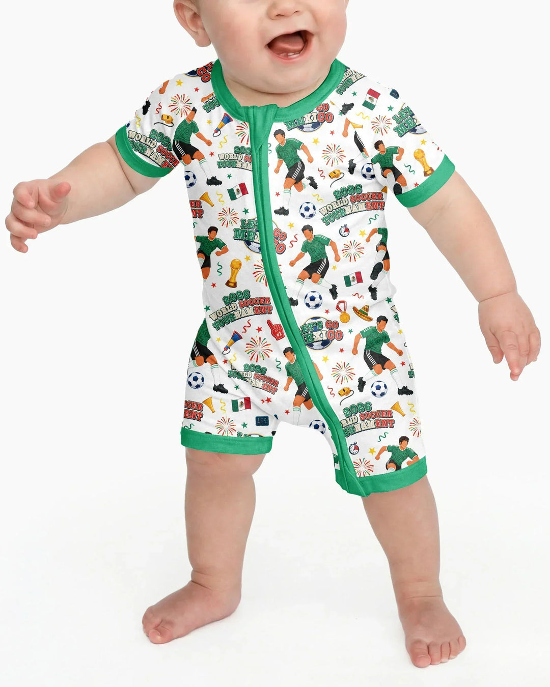 World Soccer Tournament Let's Go Mexico Family Matching Bamboo Shorty Zippy