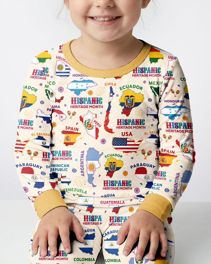 Hispanic Heritage Month Country Flags Bamboo Two Piece Long Sleeve Pajama Set