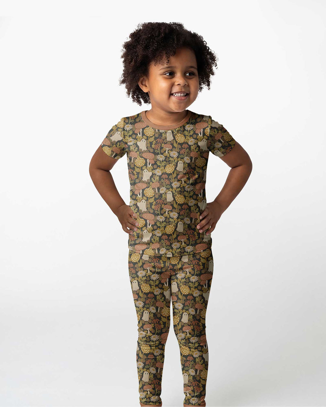 Ghost Garden Dark Autumn Bamboo Two Piece Short Sleeve Pajama Set