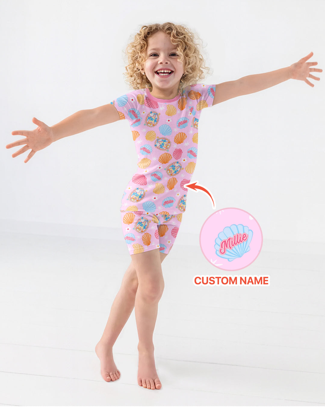 Mermaid Back To School Bamboo Two Piece Short Sleeve Shorts Pajama Set