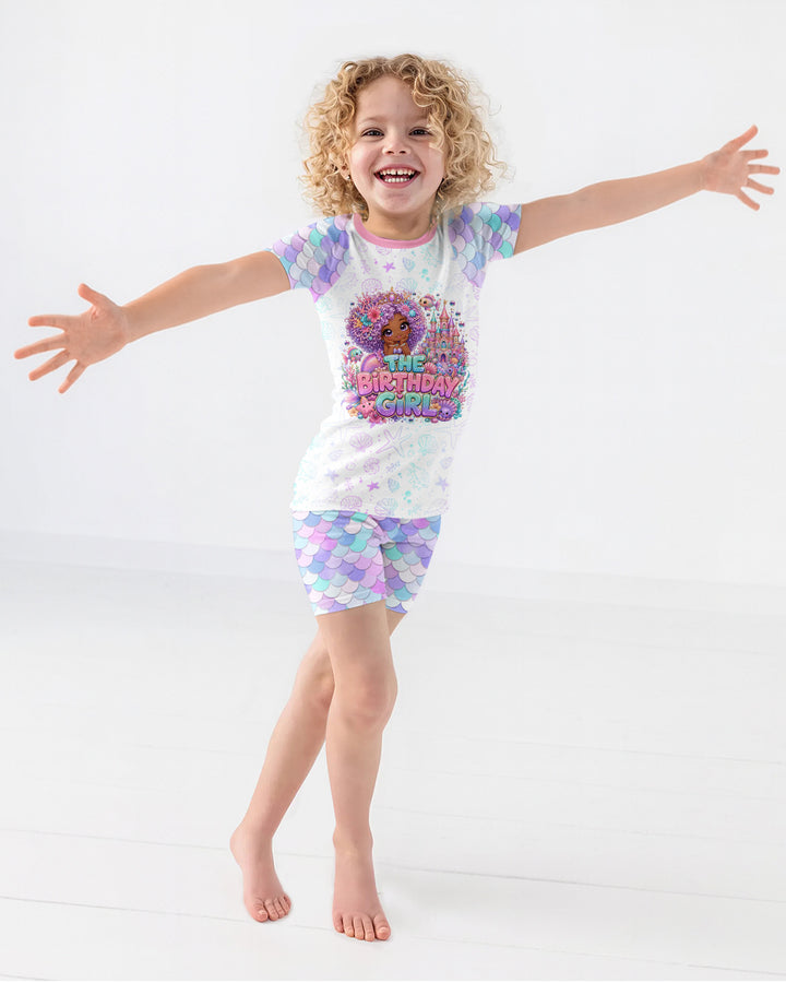 Black Mermaid The Birthday Girl Bamboo Two Piece Short Sleeve Shorts Pajama Set