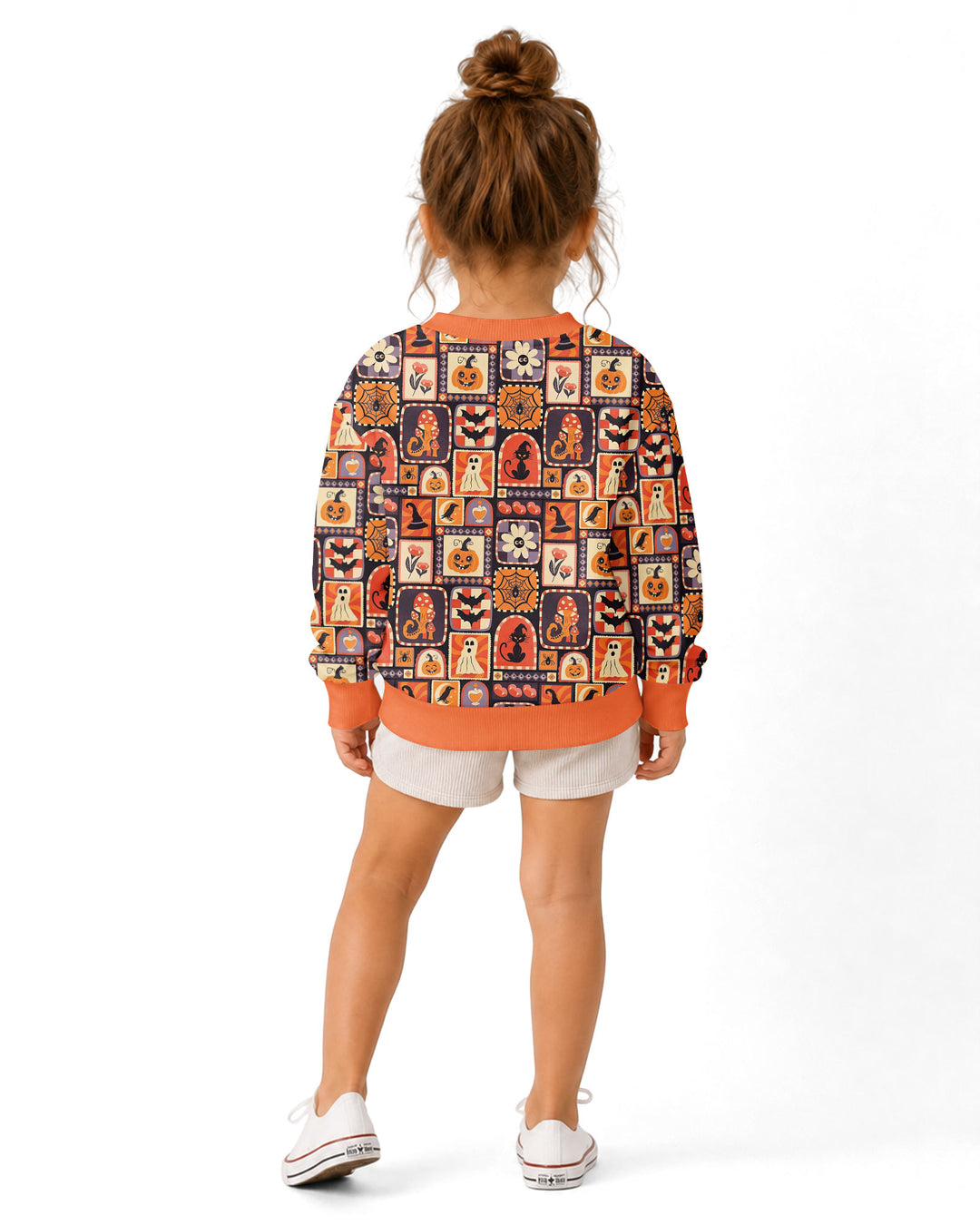Retro Halloween Patchwork Icons Bamboo Crewneck Sweatshirt