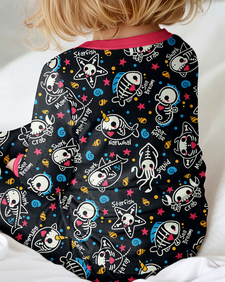 Kawaii Skeleton Ocean Animals Bamboo Convertible Zippy