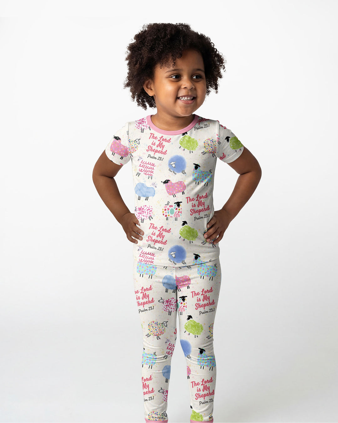 The Lord Is My Shepherd Psalm 23 Bamboo Two Piece Short Sleeve Pajama Set