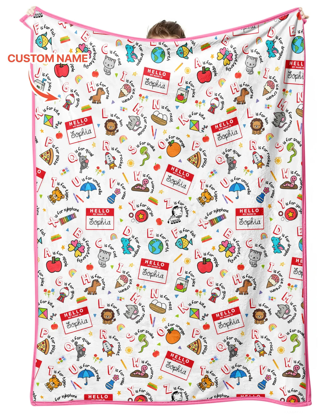 Custom Name Hello School ABCs Bamboo Blanket