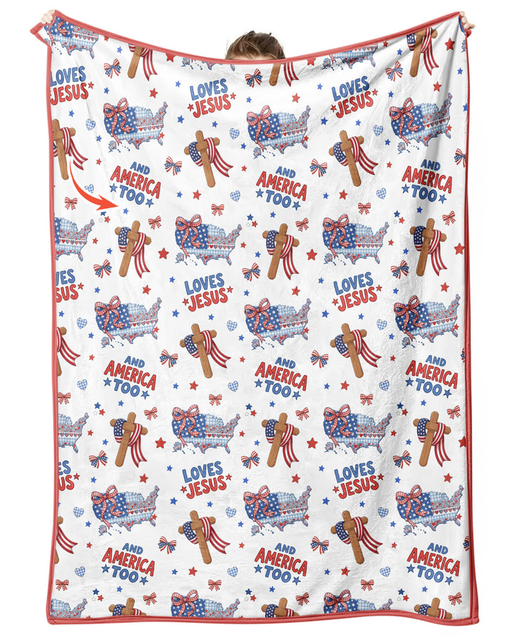 Loves Jesus And America Too Bamboo Blanket