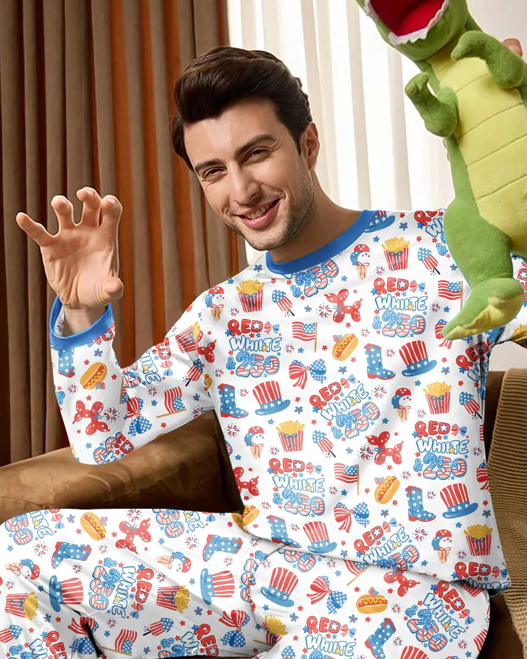Red White & 250 Bamboo Men's Pajama Set