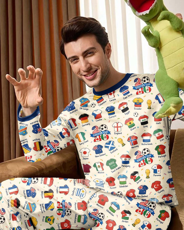 2026 Soccer World Jersey Flag Bamboo Men's Pajama Set