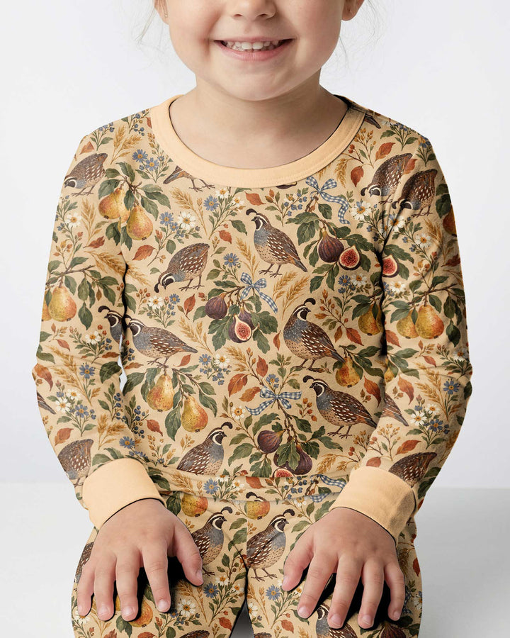 Quail & Pears Bamboo Two Piece Long Sleeve Pajama Set