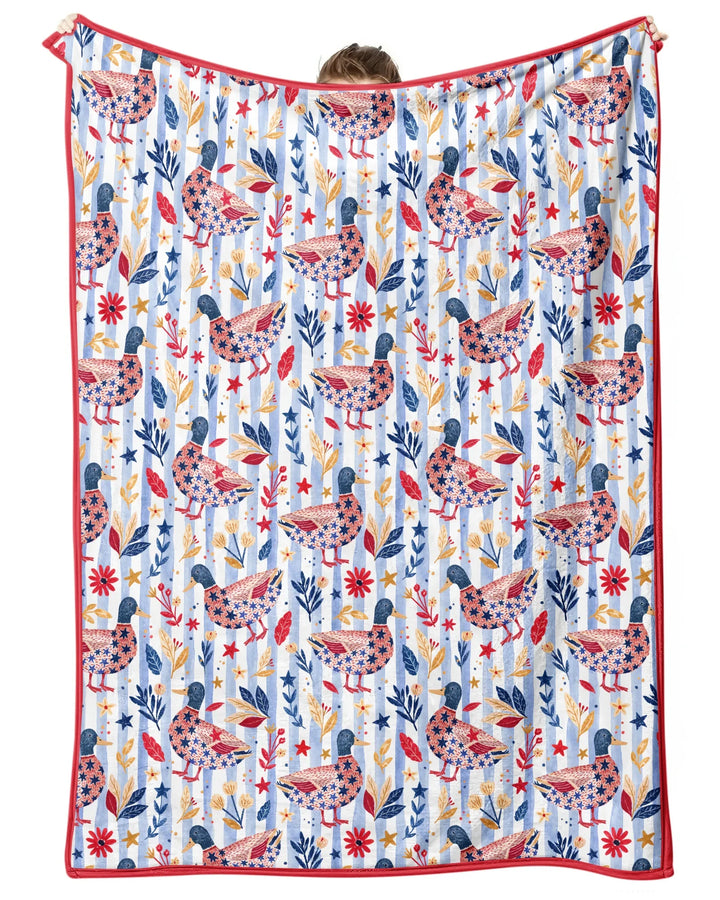 Patriotic Mallard Duck Bamboo Blanket