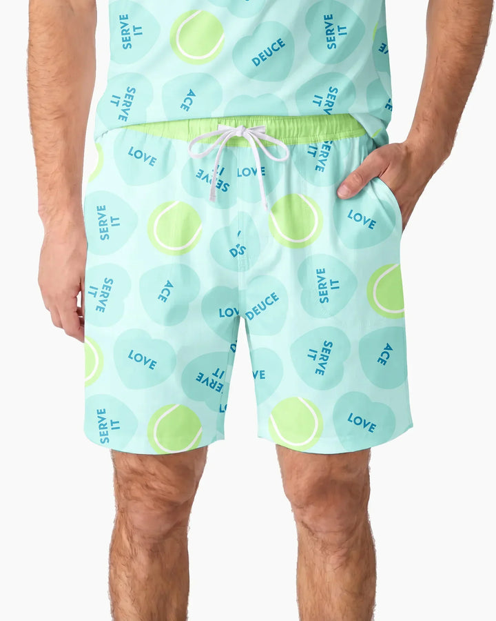Tennis with Love Bamboo Men Short Sleeve Short Pajama Set