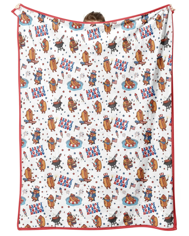 Hot Dog Patriotic Bamboo Blanket