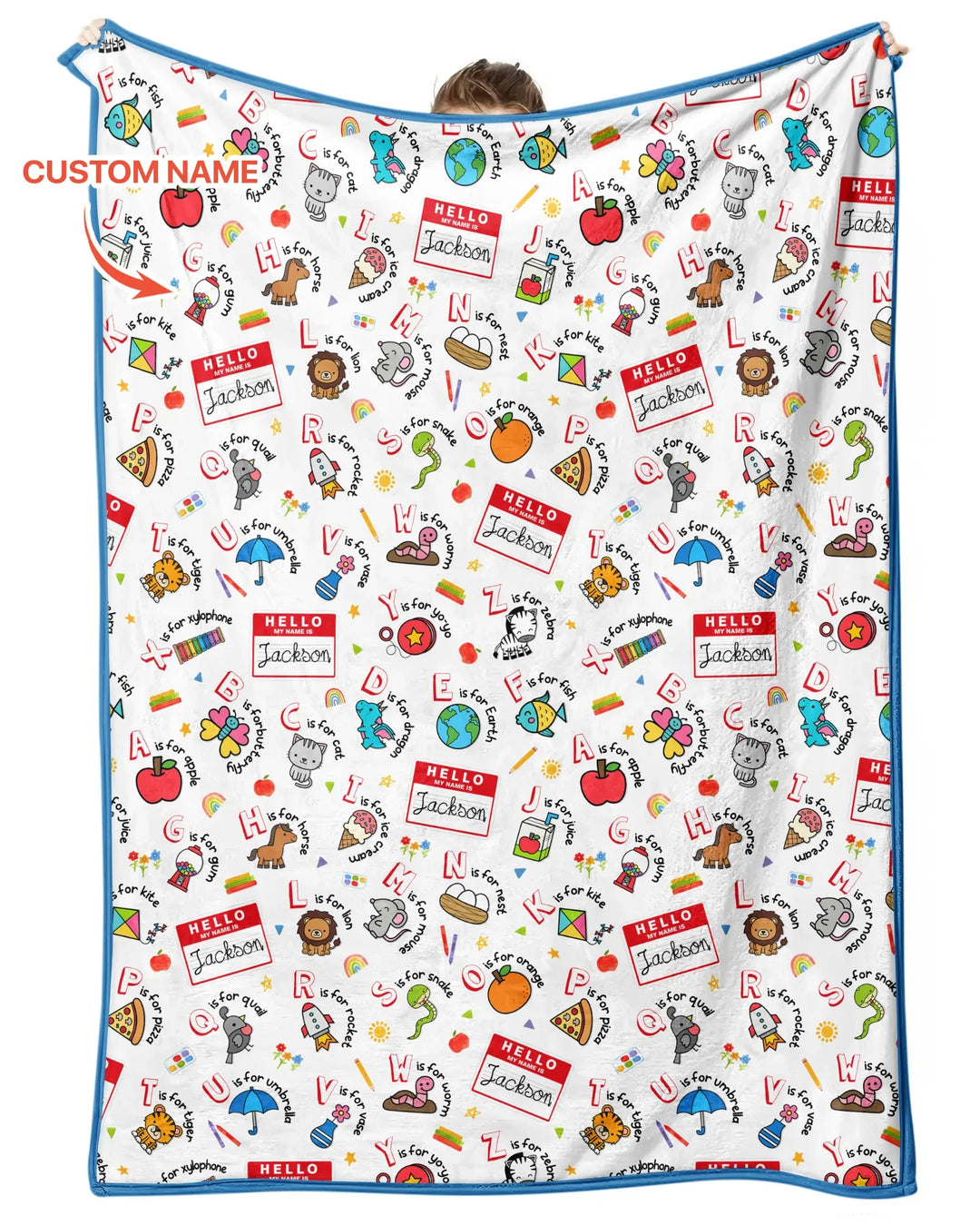 Custom Name Hello School ABCs Bamboo Blanket