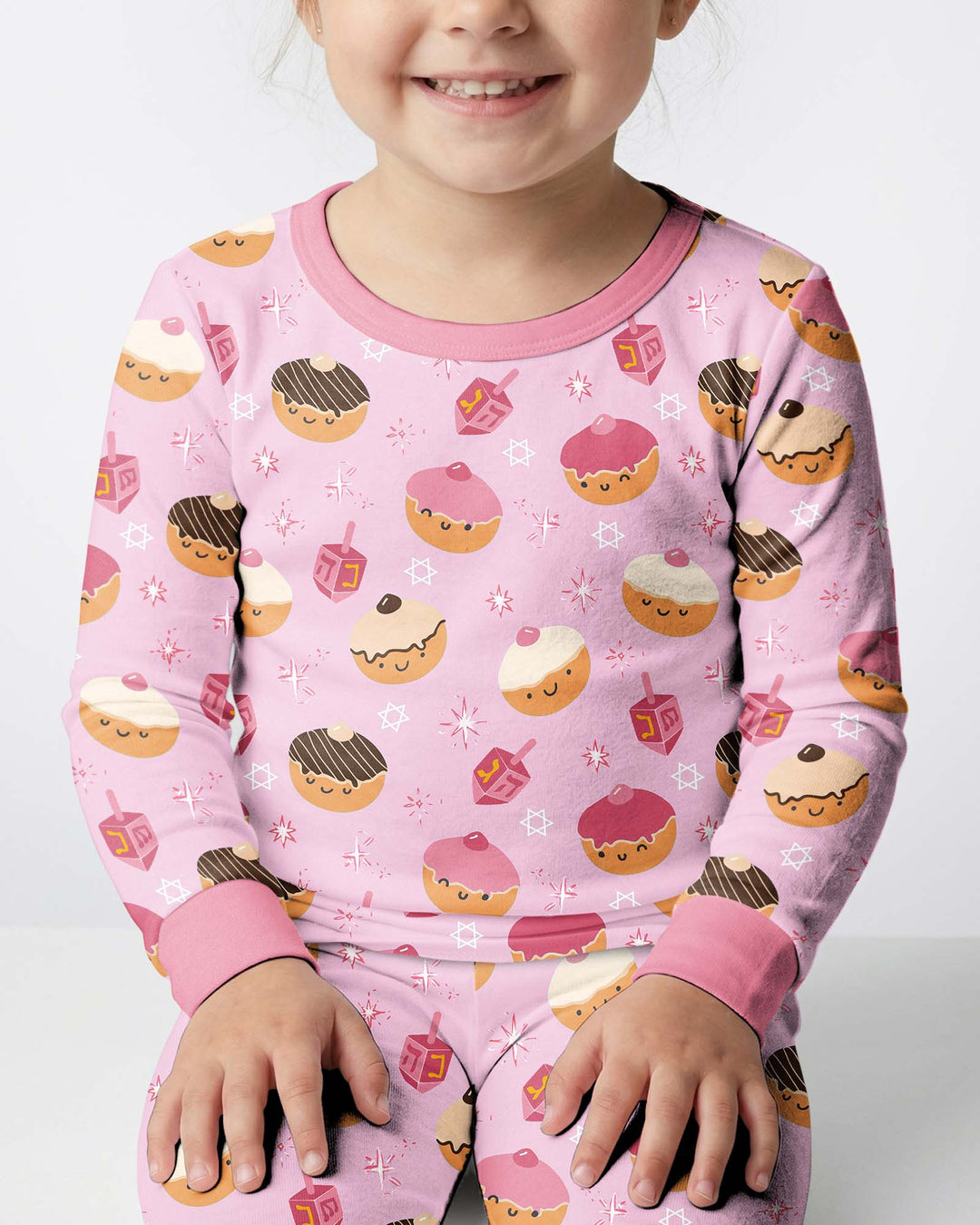 Hanukkah Donut Family Matching Bamboo Two Piece Long Sleeve Pajama Set