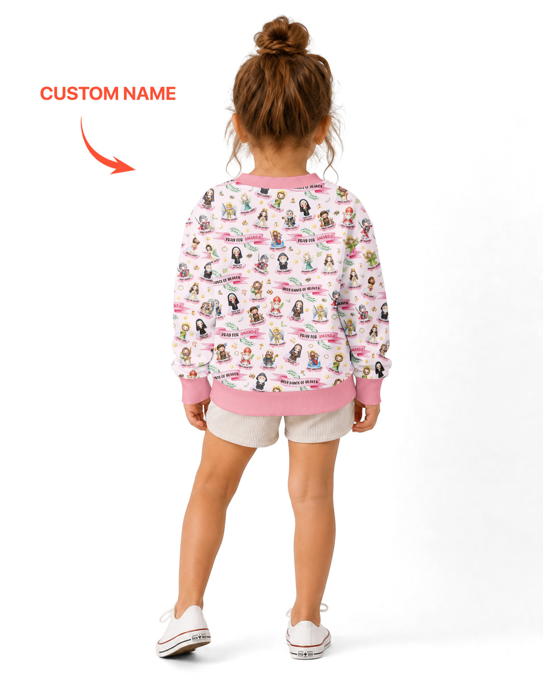 Sudadera de cuello redondo de bambú con nombre personalizado "Holy Saints of Heaven"