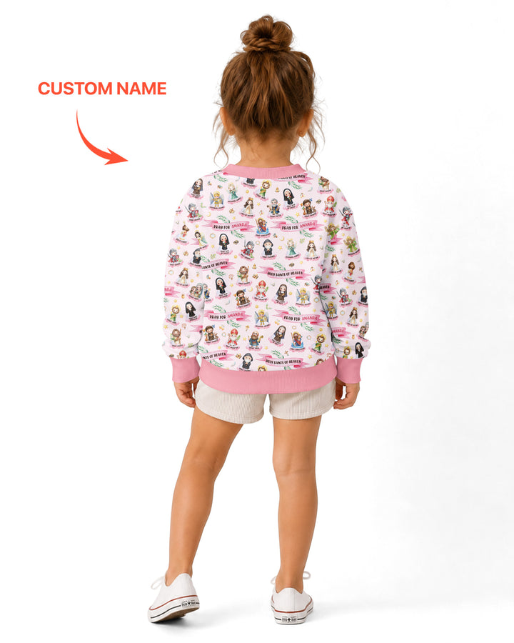 Sudadera de cuello redondo de bambú con nombre personalizado "Holy Saints of Heaven"
