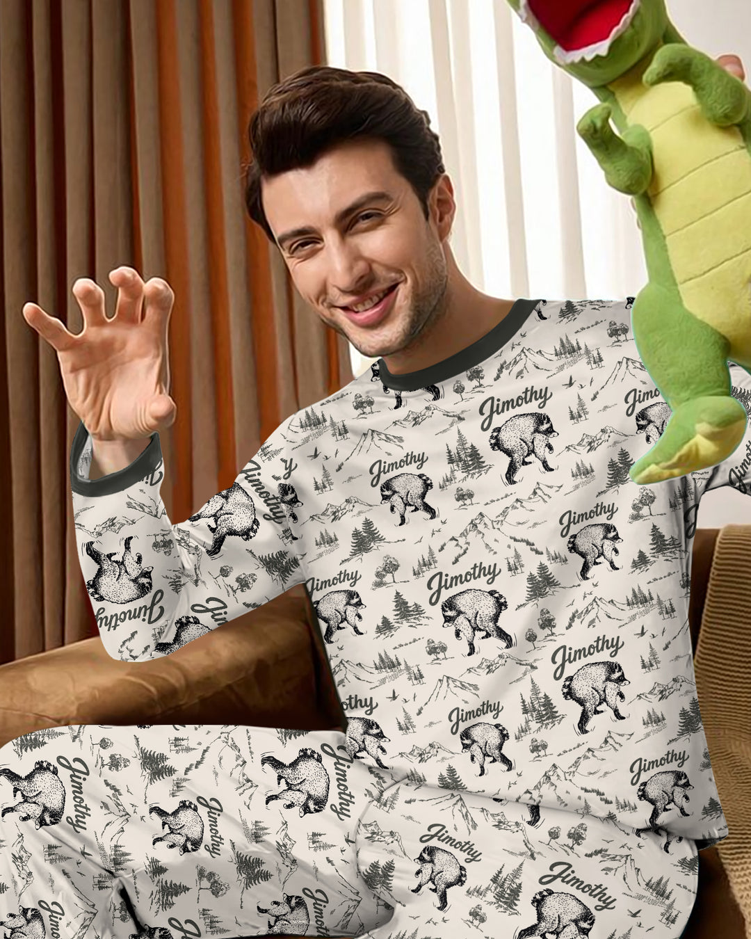 Vintage Jimothy Racoon Family Matching Bamboo Men's Pajama Set