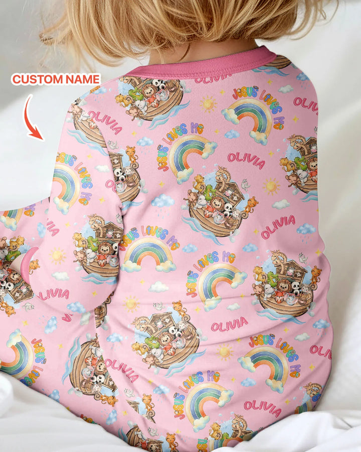 Custom Name Jesus Loves Me Noah's Ark Bamboo Convertible Zippy