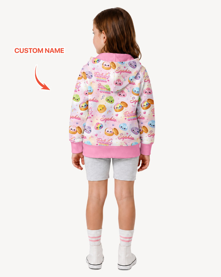 Birthday Girl Glitter Dumpling Bamboo Zip Hoodie
