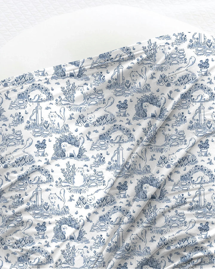 Toile Cats swaddle blanket